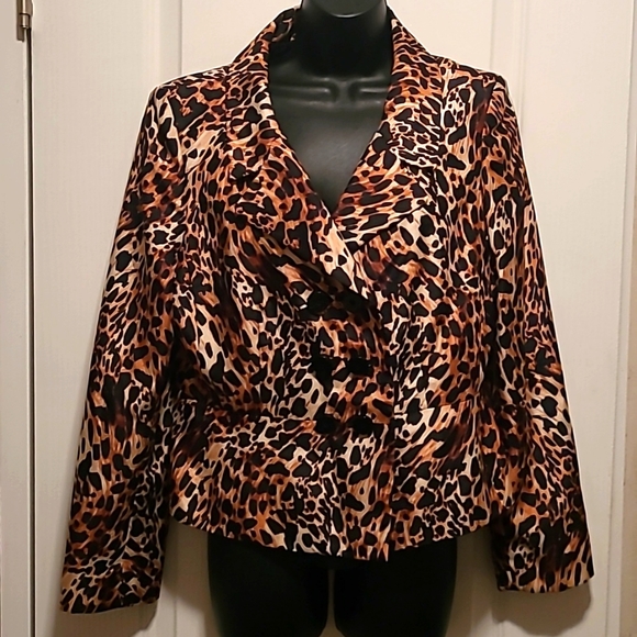 Le Suit cheetah print jacket Size 10 - Picture 1 of 3